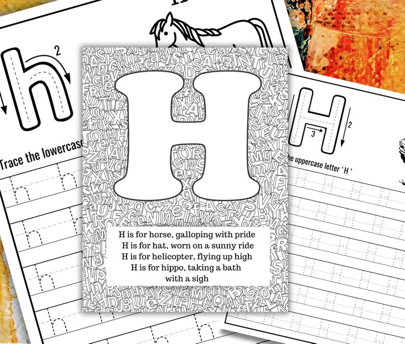 Alphabet Worksheets Printable Kids Coloring homeschool - Etsy