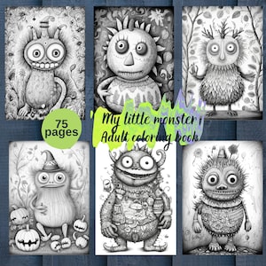 My Little Monster Adult Coloring Book, Digital Download 75 Pages, Adult ...