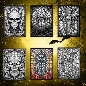 Simple and Fun Halloween Coloring Pages With Intricate Stained Glass ...