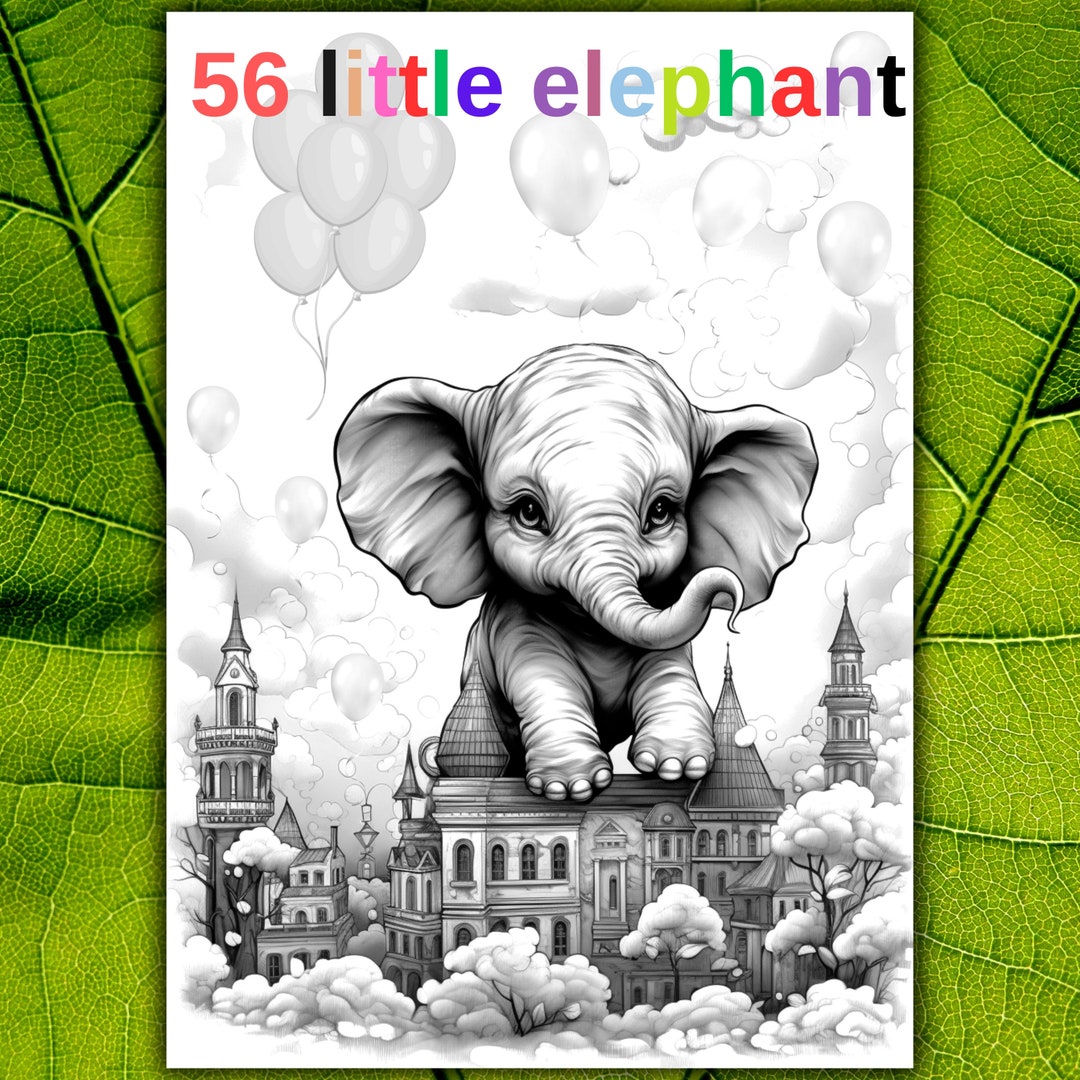56 Little Elephant Coloring Pages for Adults and Kids, Instant Download ...