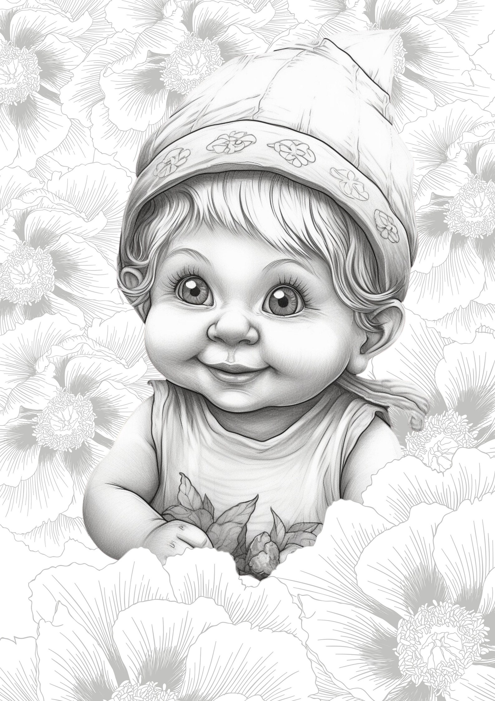 Gnome Baby Adult Coloring Pages Digital Download 62 Pages, Adult