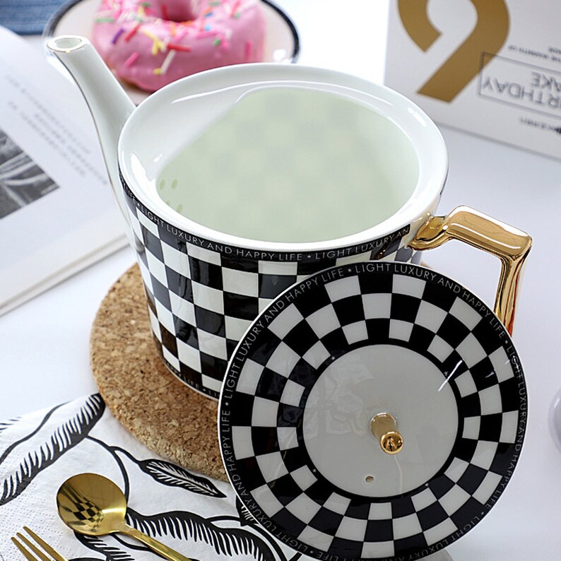 Vintage European Tea Setchessboard Grid Afternoon Tea Etsy