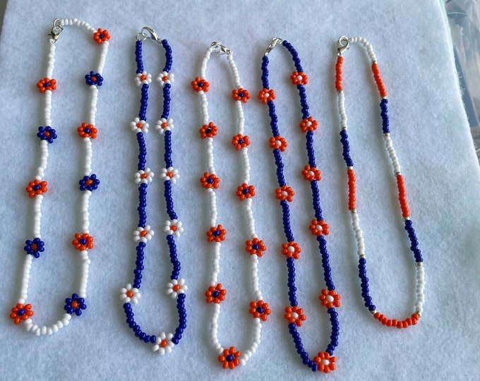 University of Florida Gator love inspired colors -Daisy necklace /chokers. Great gift for-Graduation, or the brand new Gator!