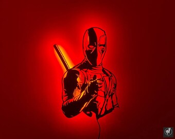 beleuchtetes LED Schild mit Deadpool-Motiv 