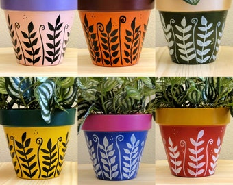 Dual Color Planters, Unique Design Painted Clay Pots that are Perfect for Plant Lovers, Indoor Gardens and make Perfect Gifts