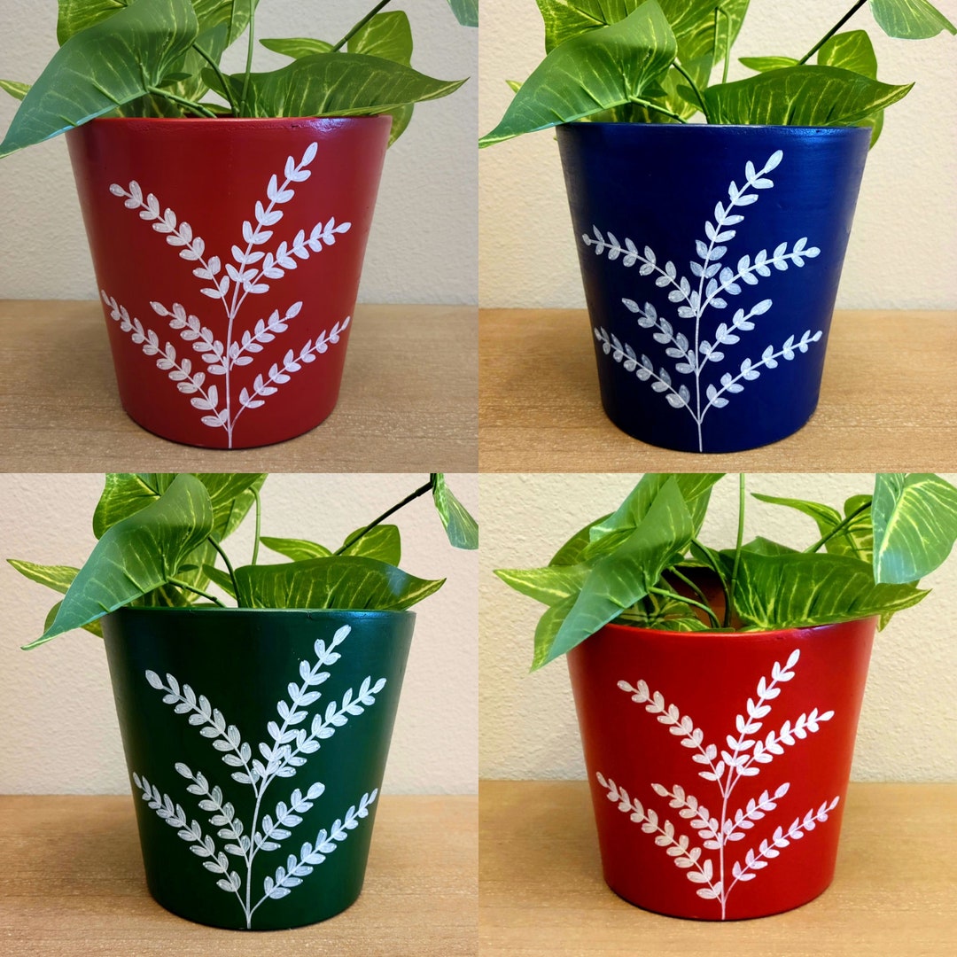 Fern Design Planter, Colorful Planters With Unique Design That Are