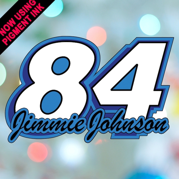 Jimmie Johnson #84 Handmade Water Resistant Glossy Vinyl Decal Made For Cars, Laptops, Bottles. Includes Free Sticker! Multiple sizes!