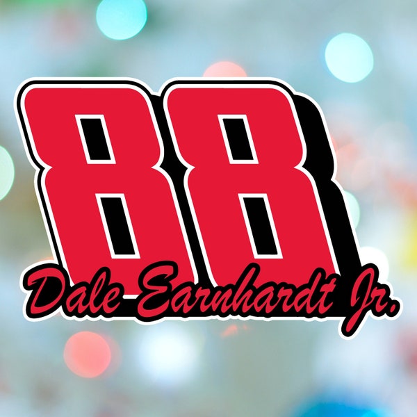 Dale Earnhardt Jr. No. 88 Handmade Water Resistant Glossy Vinyl Decal Made For Cars, Laptops. Includes Free Sticker! Multiple Sizes!
