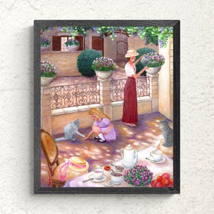 Flower Time - Original Painting - Acrylic on canvas, 38x46, colorful, spring, scene of life