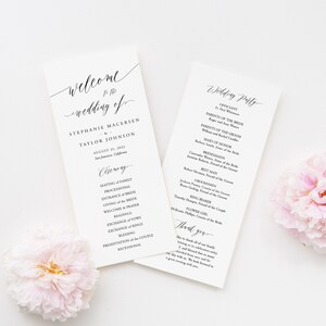 Catholic Wedding Program Template, Script Wedding Program, Modern Order of Service for Wedding, Reception Program INSTANT Download