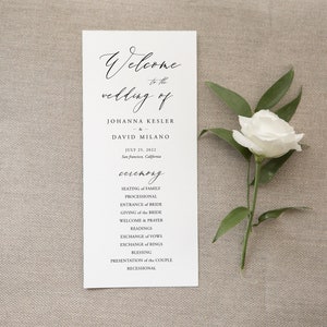 Calligraphy Wedding Program Template, Elegant Wedding Program Printable, Catholic Wedding Program, Order of Service, Fully Editable Program