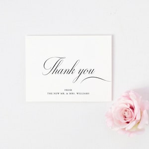 MILLIE - Carte de remerciement élégante, carte de remerciement classique pour sac cadeau mariage, modifiable, imprimable, modèle de mariage, téléchargement immédiat