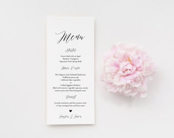 Bruiloft menu afdrukbare download, moderne kalligrafie bruiloft dinermenu, afdrukbare bruiloft menukaart, receptie dinermenu bewerkbaar