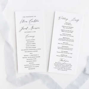 May include: Wedding ceremony programme with a white background and black text. The programme lists the order of events for the ceremony and the names of the wedding party members. The text includes the names "Oliver Cretitor" and "Jack Morrison" and the date "September 25, 2020".