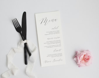 Modern Wedding Menu Template, Elegant Dinner Card, Editable & Printable Wedding Menu Templett, Instant Digital Download Menu