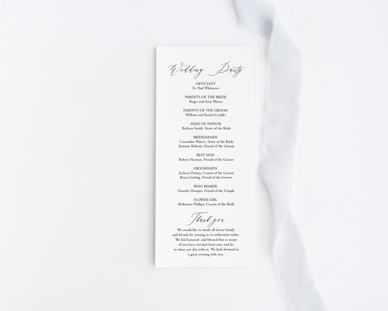 Wedding Program Template Script Wedding Program Modern Order - Etsy