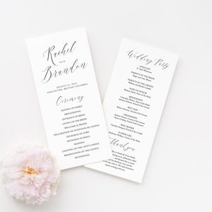 Elegant Program Template, Modern Calligraphy Wedding Program, Simple Order of Service for Wedding, Program for wedding INSTANT Download