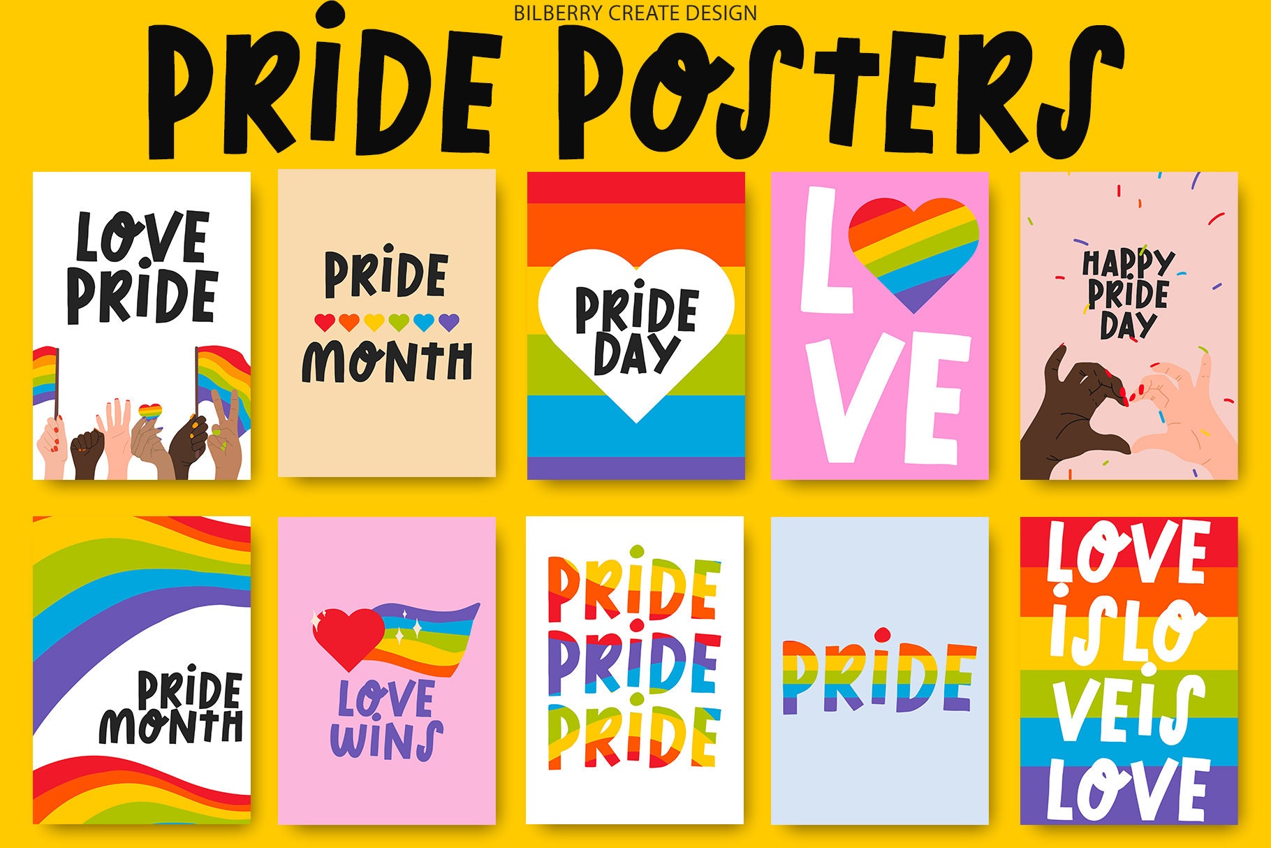 LGBTQ Pride,10 Poster Printable, Pride Day, Love is Love Print Bundle ...