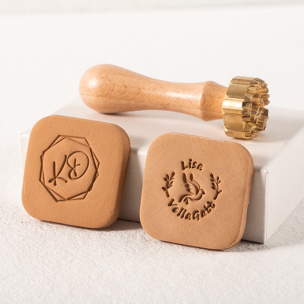 Customized Brass Stamps for Pottery with Wooden Handle – My Stamps Store