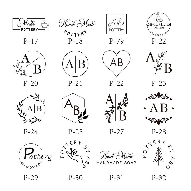 48 Designs for You, Custom Pottery Stamp, Brass Mold For Ceramics, Polymer Clay Stamp, Custom Logo Stamp, Stamp For Pottery, Soap Stamp image 4