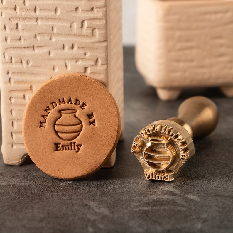 Handmade Pottery Stamp Custom Ceramics Stamp Custom Clay Stamp Pottery Makers Mark Personalized Clay Stamp Brass Mold For Clay image 1
