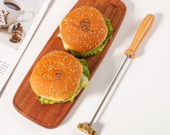 Branding Iron Stamp for Food,Bread,Burger Brand Iron Custom, Branding Iron For Burger,Personalized Brass Stamp,Custom Branding Iron.