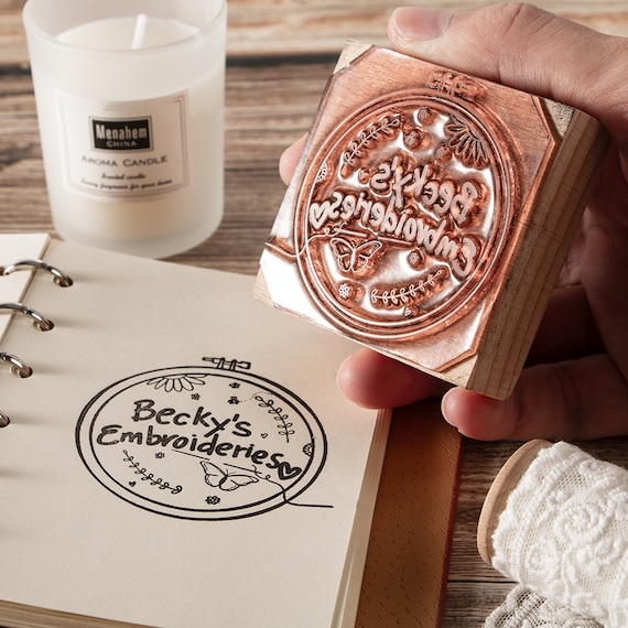 Wooden Rubber Stamper, Custom Rubber Stamp, Paper Stamper, Ink Stamps For Teacher, Wood Business Stamp, Personalized Logo Stamp