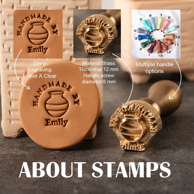 Handmade Pottery Stamp Custom Ceramics Stamp Custom Clay Stamp Pottery Makers Mark Personalized Clay Stamp Brass Mold For Clay Only Stamp Head