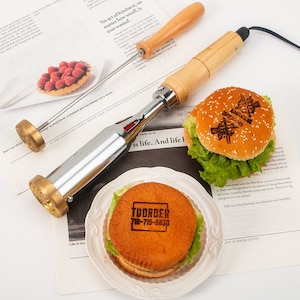 Branding Iron For Burger,Burger Brand Iron Custom, Branding Iron Stamp for Food,Bread,Personalized Brass Stamp,Custom Branding Iron.