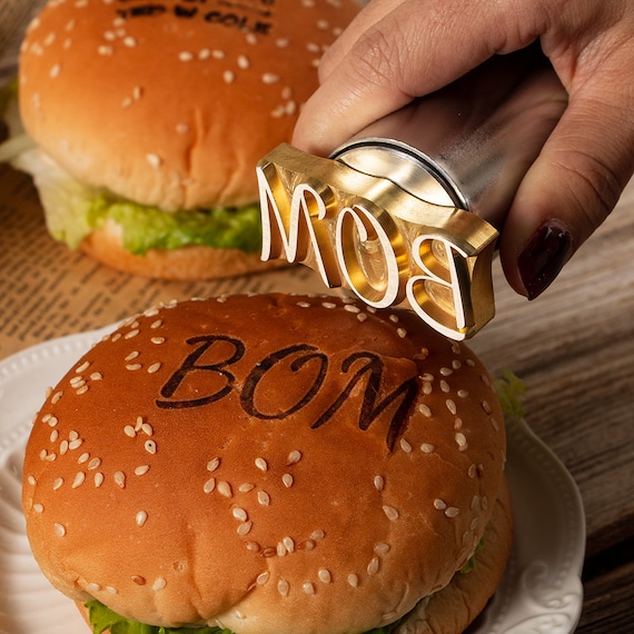 Timbro Barbecue Carne Timbro Personalizzato Per Alimenti In Ottone - Per Hamburger, Carne E Pane, Con Manico Ferro Stiro Ottone Barbecue - 7