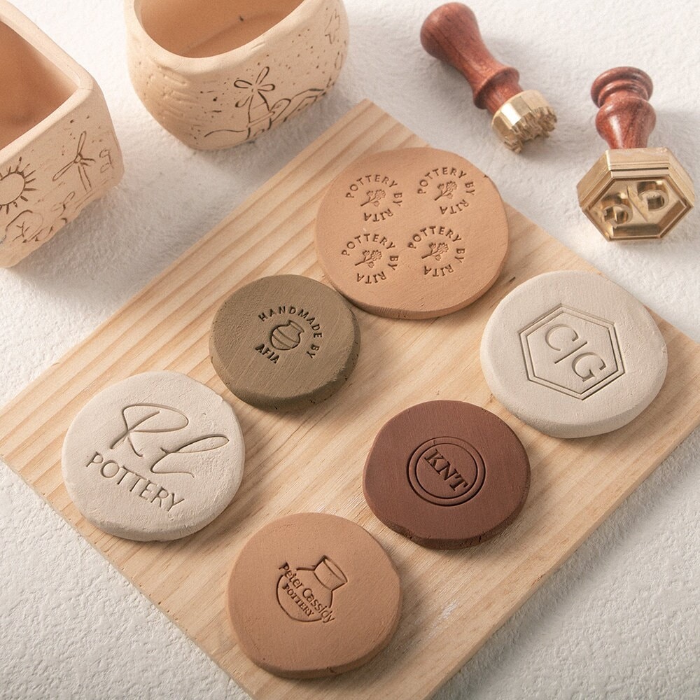 Personalized Pottery Stamp With Name and Initials, Potter's Signature Stamp  of Pottery Mark, Pottery by Stamp, Gift for Potter, CS 10349 