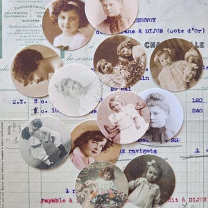 Fustelle rotonde, 1,5", ritratti, donne, bambini, foto, cartoline per junk journal, scrapbooking, art journal, tecniche miste