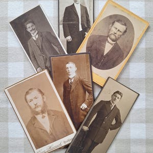 6 fotos antigas por volta de 1900, homens, CdV, fotos de papelão, fotos