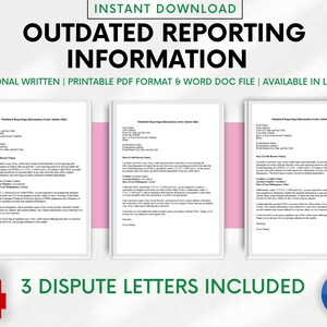 Carta de Contestação de Informações de Relatórios Desatualizadas | Modelo de Contestação de Crédito | Carta de Crédito Editável Faça Você Mesmo | Agência de Crédito | FCRA | Documento Word PDF