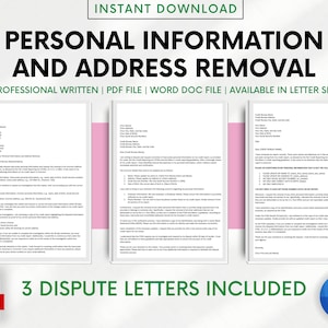 個人情報および住所削除に関する信用紛争の手紙テンプレート | DIY信用修復手紙 | Word文書 | 信用度の高い・低いのヘルプ