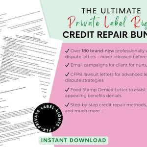 Pacote de cartas de reparação de crédito PLR, direitos de marca própria, modelo de reparação de crédito, modelo de carta de disputa de crédito faça você mesmo, negócio de reparação de crédito