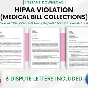 Plantilla de carta de disputa de crédito por violación de HIPAA (cobro de deudas de facturas médicas) / Reparación de crédito por cuenta propia / Reparación de crédito deficiente / Consumidor comercial