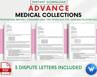 Advance Medical Bill Debt Dispute Letter Template: HIPAA, DIY Credit Repair (PDF & Word)