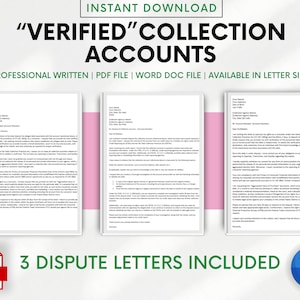 Cartas de disputa de crédito para cuentas de cobro verificadas / Reparación de crédito por cuenta propia / Mal crédito / Carta de reparación de crédito / Mejora de la puntuación crediticia