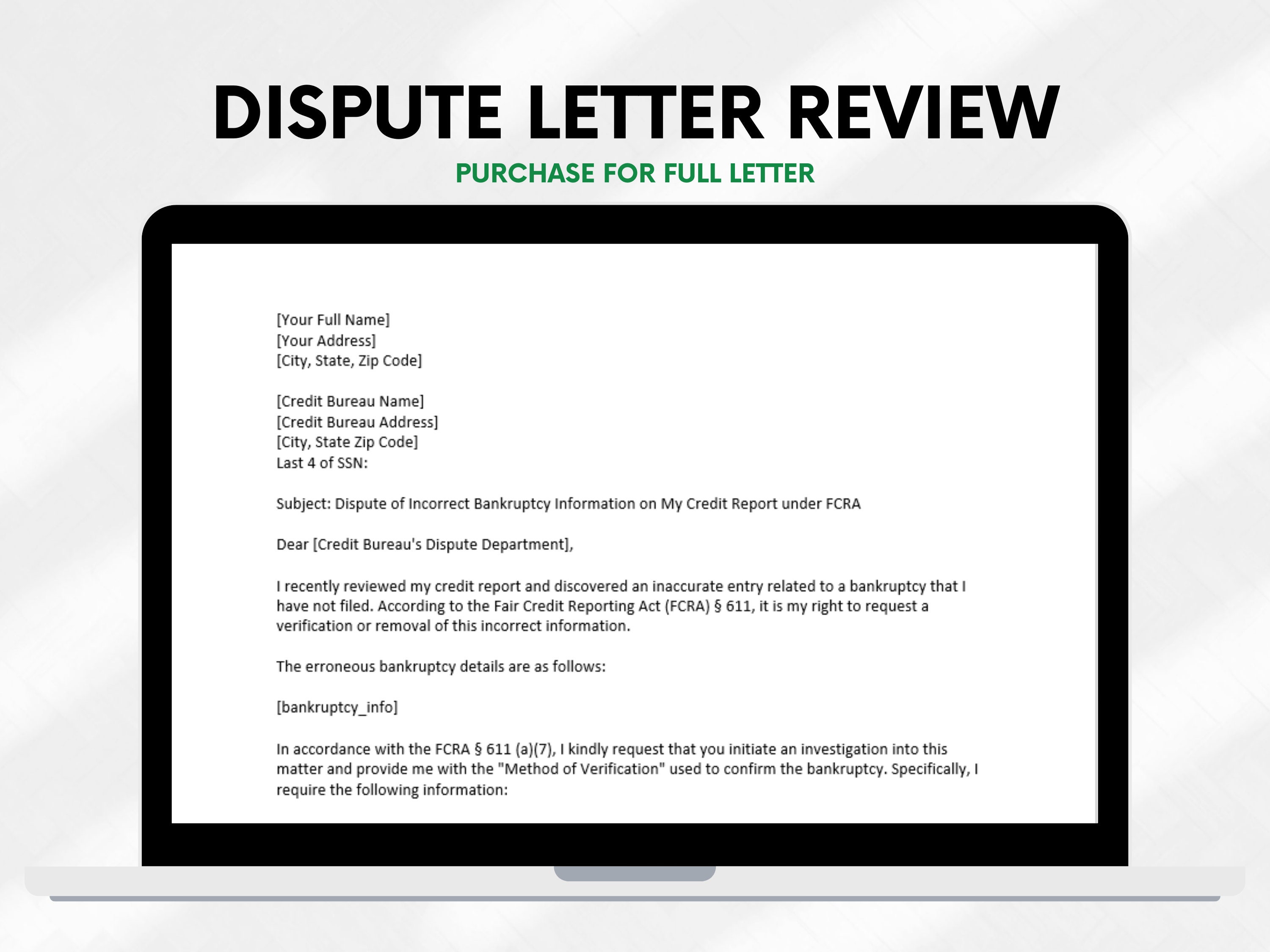 Bankruptcy Credit Dispute Letter Template, DIY Credit Repair Letters