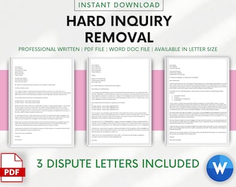 Hard Inquiry Removal Credit Dispute Letter Template | DIY Credit Repair | Poor Bad Credit | Remove Inquiries Quick | Business Coach Consumer