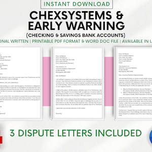 ChexSystems Credit Dispute Letter Template | DIY Credit Repair | Dispute Bank Accounts | Poor Bad Credit Help | Business Coach DIY Consumers