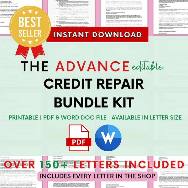 Advance Credit Repair Letters Bundle, DIY Credit Repair, Credit Dispute Letter Template, Credit Repair Kit, Credit Repair, New Car New House