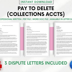Pay To Delete (Inkasso-Schuldenbüro-Konten) Vorlage für Kreditstreitschreiben | Arme schlechte Bonität | DIY Kredit-Streitigkeiten | Geschäft Endverbraucher