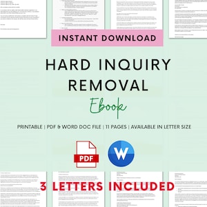 Hard Inquiry Removal Ebook: DIY Credit Repair Letters (PDF & Word)