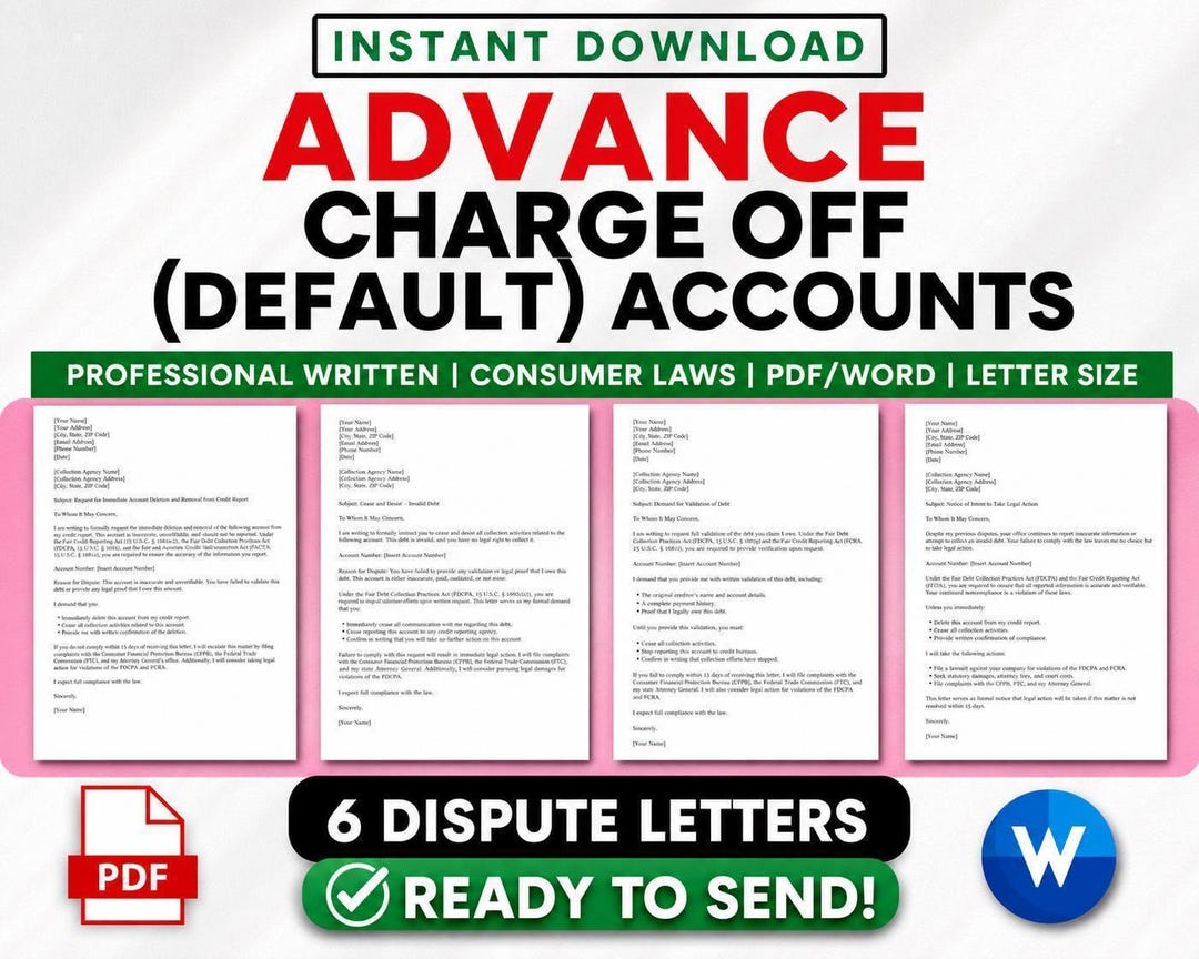 Advance Charge off Account Dispute Letter Template: DIY Credit Repair ...