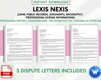 LexisNexis Credit Dispute Letter Template | DIY Credit Repair | Landlord Lenders Public Records | Poor Bad Credit | Business DIY Consumer