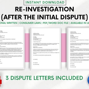 Modelo de Carta de Disputa de Reinvestigação de Reparo de Crédito | Disputa Inicial de Discordo | Documento do Word | Coach de Negócios Faça Você Mesmo - Leis do Consumidor | Leis da FCRA