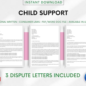 Carta de disputa por manutención de menores, solución de reparación de crédito, modelo de carta de disputa por crédito, kit de reparación de crédito, reparación de crédito, ayuda para la reparación de crédito por cuenta propia
