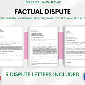 Modelo de Carta de Disputa de Crédito Factual | Agências de Crédito | Reparo de Crédito DIY | Formato de Documento Word | Crédito Ruim Ruim | Business Coach Consumer